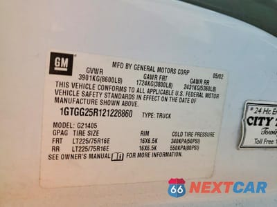 Zdjęcie 13 z 13 samochodu: 2002 GMC SAVANA G2500 VIN:1GTGG25R121228860 - miniatura