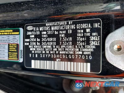 Zdjęcie 13 z 13 samochodu: 2020 KIA TELLURIDE EX VIN:5XYP3DHC9LG077010 - miniatura