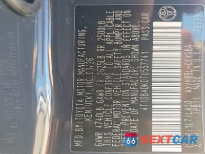 Zdjęcie 12 z 12 samochodu: 2026 TOYOTA CAMRY XLE VIN:4T1DBADK0TU557741 - miniatura