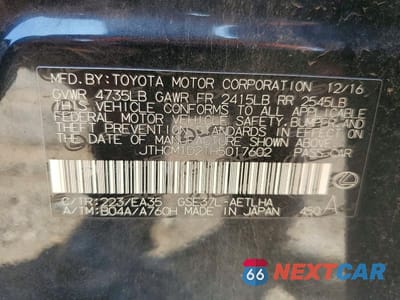 Zdjęcie 12 z 12 samochodu: 2017 LEXUS IS 300 VIN:JTHCM1D21H5017602 - miniatura