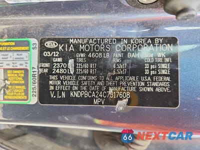 Zdjęcie 13 z 13 samochodu: 2012 KIA SPORTAGE LX VIN:KNDPBCA24C7317608 - miniatura