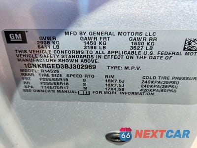 Zdjęcie 13 z 13 samochodu: 2011 CHEVROLET TRAVERSE LT VIN:1GNKRGED3BJ302969 - miniatura