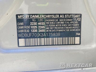 Zdjęcie 12 z 12 samochodu: 2003 MERCEDES-BENZ E 500 VIN:WDBUF70JX3A175838 - miniatura