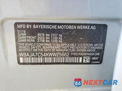 Zdjęcie 12 z 12 samochodu: 2019 BMW 530 XI VIN:WBAJA7C54KWW25662 - miniatura
