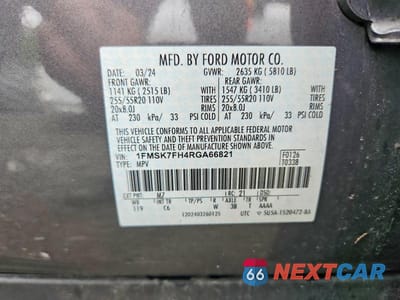 Zdjęcie 13 z 13 samochodu: 2024 FORD EXPLORER LIMITED VIN:1FMSK7FH4RGA66821 - miniatura