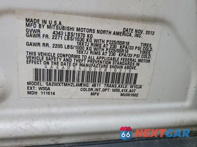 Zdjęcie 13 z 13 samochodu: 2014 MITSUBISHI OUTLANDER SPORT ES VIN:4A4AR3AU6EE016316 - miniatura