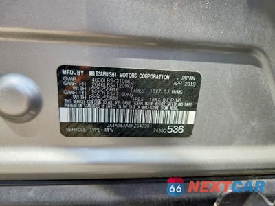 Zdjęcie 13 z 13 samochodu: 2019 MITSUBISHI ECLIPSE CROSS SE VIN:JA4AT5AA6KZ047901 - miniatura