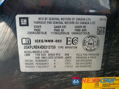 Zdjęcie 12 z 12 samochodu: 2013 GMC TERRAIN SLE VIN:2GKFLREK4D6312159 - miniatura