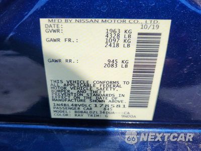 Zdjęcie 12 z 12 samochodu: 2020 NISSAN ALTIMA S VIN:1N4BL4BV0LC178581 - miniatura