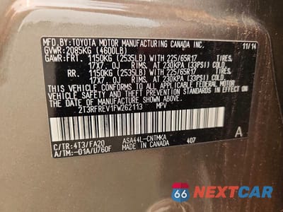 Zdjęcie 13 z 13 samochodu: 2015 TOYOTA RAV4 XLE VIN:2T3RFREV1FW262113 - miniatura