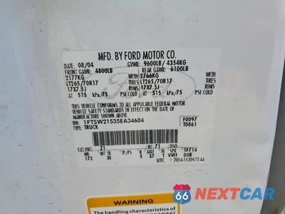 Zdjęcie 12 z 12 samochodu: 2005 FORD F250 SUPER DUTY VIN:1FTSW21535EA34604 - miniatura