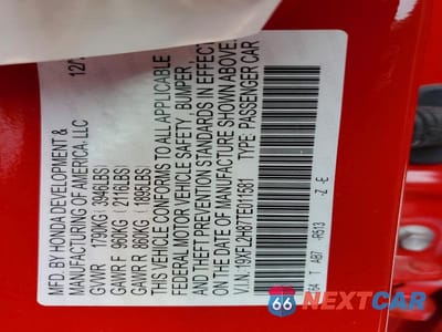Zdjęcie 12 z 12 samochodu: 2026 HONDA CIVIC SPORT VIN:19XFL2H87TE011581 - miniatura