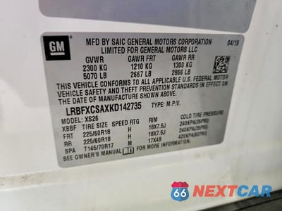 Zdjęcie 13 z 13 samochodu: 2019 BUICK ENVISION ESSENCE VIN:LRBFXCSAXKD142735 - miniatura