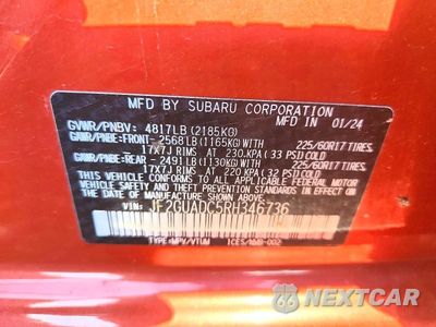 Zdjęcie 13 z 13 samochodu: 2024 SUBARU CROSSTREK PREMIUM VIN:JF2GUADC5RH346736 - miniatura