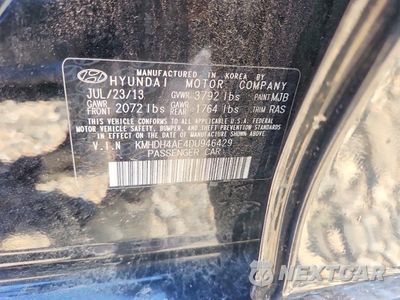 Zdjęcie 12 z 12 samochodu: 2013 HYUNDAI ELANTRA GLS VIN:KMHDH4AE4DU946429 - miniatura