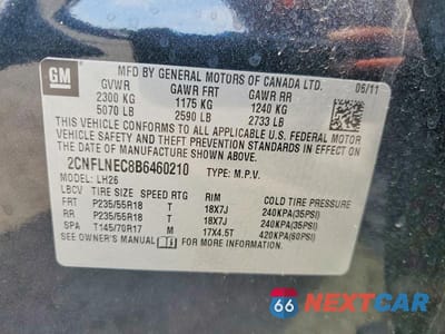 Zdjęcie 14 z 14 samochodu: 2011 CHEVROLET EQUINOX LT VIN:2CNFLNEC8B6460210 - miniatura