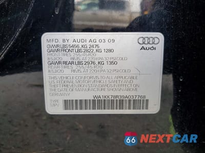 Zdjęcie 13 z 13 samochodu: 2009 AUDI Q5 3.2 VIN:WA1KK78R39A037768 - miniatura