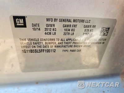 Zdjęcie 12 z 12 samochodu: 2015 CHEVROLET MALIBU LS VIN:1G11B5SL5FF195112 - miniatura