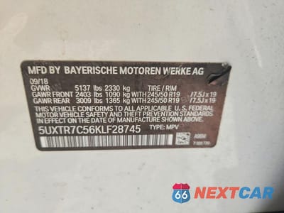 Zdjęcie 13 z 13 samochodu: 2019 BMW X3 SDRIVE30I VIN:5UXTR7C56KLF28745 - miniatura