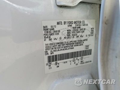 Zdjęcie 12 z 12 samochodu: 2013 LINCOLN MKX VIN:2LMDJ8JK4DBL07060 - miniatura
