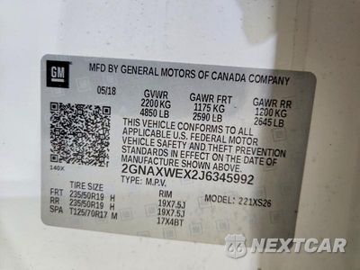 Zdjęcie 13 z 13 samochodu: 2018 CHEVROLET EQUINOX PREMIER VIN:2GNAXWEX2J6345992 - miniatura