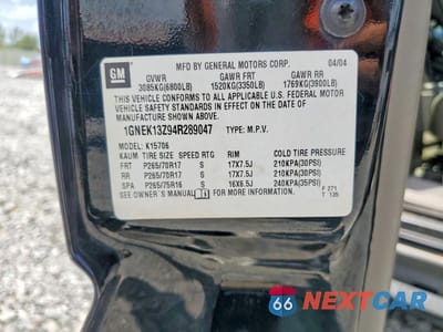 Zdjęcie 13 z 13 samochodu: 2004 CHEVROLET TAHOE K1500 VIN:1GNEK13Z94R289047 - miniatura