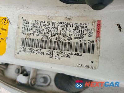 Zdjęcie 12 z 12 samochodu: 2002 LEXUS ES 300 VIN:JTHBF30G420030707 - miniatura