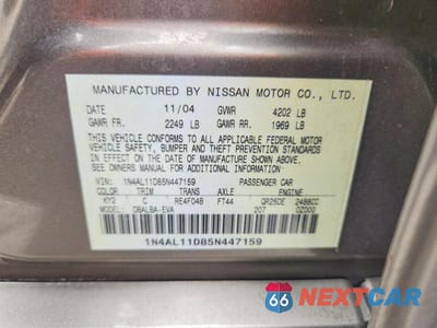 Zdjęcie 12 z 12 samochodu: 2005 NISSAN ALTIMA VIN:1N4AL11D85N447159 - miniatura