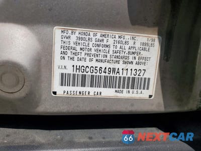 Zdjęcie 13 z 13 samochodu: 1998 HONDA ACCORD LX VIN:1HGCG5649WA111327 - miniatura