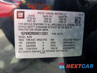 Zdjęcie 12 z 12 samochodu: 2017 CADILLAC XT5 PREMIUM LUXURY VIN:1GYKNCRS8HZ112031 - miniatura