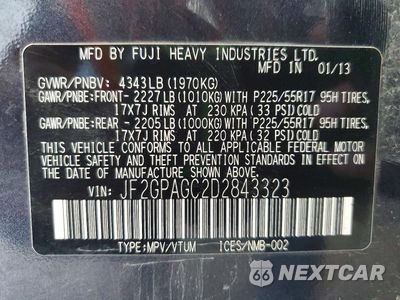 Zdjęcie 13 z 13 samochodu: 2013 SUBARU XV CROSSTREK 2.0 LIMITED VIN:JF2GPAGC2D2843323 - miniatura