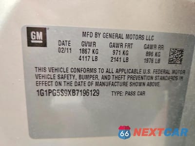 Zdjęcie 13 z 13 samochodu: 2011 CHEVROLET CRUZE LT VIN:1G1PG5S9XB7196129 - miniatura
