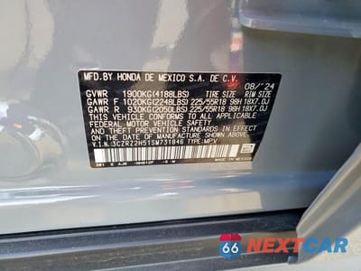 Zdjęcie 12 z 12 samochodu: 2025 HONDA HR-V SPORT VIN:3CZRZ2H51SM731846 - miniatura