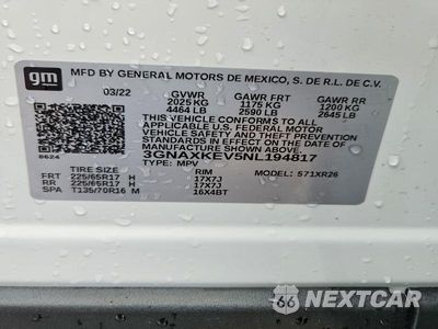 Zdjęcie 13 z 13 samochodu: 2022 CHEVROLET EQUINOX LT VIN:3GNAXKEV5NL194817 - miniatura