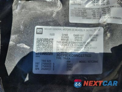 Zdjęcie 12 z 12 samochodu: 2022 GMC SIERRA LIMITED C1500 SLT VIN:3GTP8DED9NG177532 - miniatura
