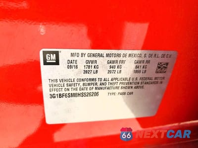 Zdjęcie 12 z 12 samochodu: 2017 CHEVROLET CRUZE PREMIER VIN:3G1BF6SM8HS526206 - miniatura
