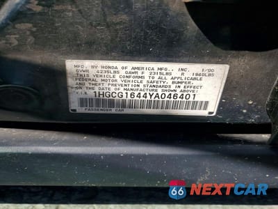 Zdjęcie 12 z 12 samochodu: 2000 HONDA ACCORD LX VIN:1HGCG1644YA046401 - miniatura