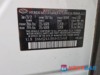 Zdjęcie 13 z 13 samochodu: 2021 HYUNDAI SANTA FE SEL VIN:5NMS24AJ8MH325468 - miniatura
