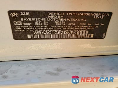 Zdjęcie 12 z 12 samochodu: 2013 BMW 328 I SULEV VIN:WBA3C1G52DNR46568 - miniatura
