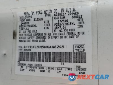 Zdjęcie 12 z 12 samochodu: 1991 FORD F150 VIN:1FTEX15N5MKA46249 - miniatura