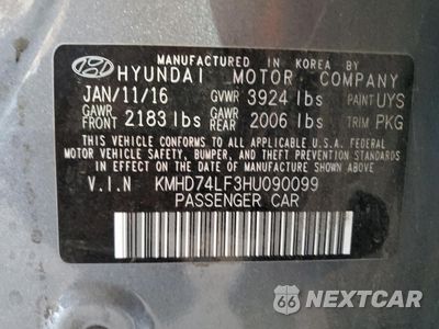 Zdjęcie 12 z 12 samochodu: 2017 HYUNDAI ELANTRA SE VIN:KMHD74LF3HU090099 - miniatura