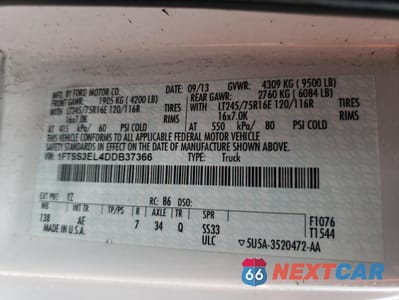 Zdjęcie 13 z 13 samochodu: 2013 FORD ECONOLINE E350 SUPER DUTY VAN VIN:1FTSS3EL4DDB37366 - miniatura