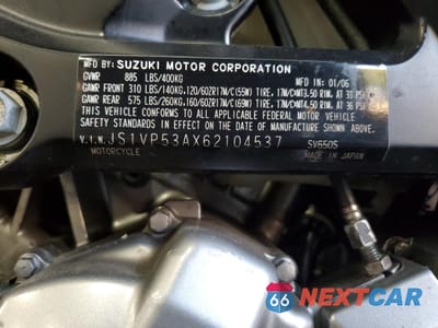 Zdjęcie 10 z 11 samochodu: 2006 SUZUKI SV650 VIN:JS1VP53AX62104537 - miniatura