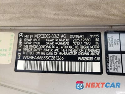 Zdjęcie 12 z 12 samochodu: 1995 MERCEDES-BENZ E 320 VIN:WDBEA66E3SC281266 - miniatura