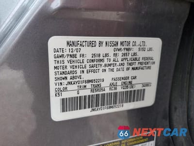Zdjęcie 12 z 12 samochodu: 2008 INFINITI M35 X VIN:JNKAY01F68M652219 - miniatura