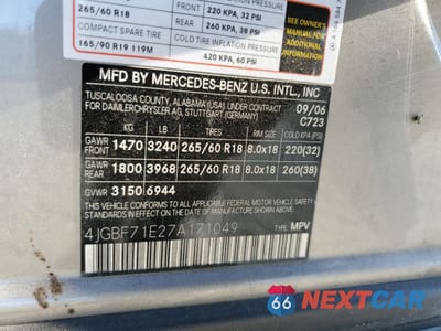 Zdjęcie 14 z 14 samochodu: 2007 MERCEDES-BENZ GL 450 4MATIC VIN:4JGBF71E27A171049 - miniatura