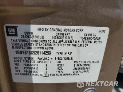 Zdjęcie 13 z 13 samochodu: 2002 CHEVROLET TRAILBLAZER EXT VIN:1GNES16S926114293 - miniatura