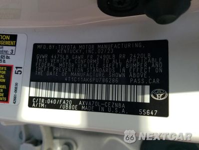 Zdjęcie 12 z 12 samochodu: 2023 TOYOTA CAMRY LE VIN:4T1C11AK6PU786286 - miniatura
