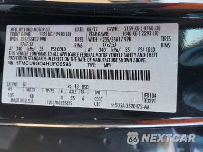 Zdjęcie 13 z 13 samochodu: 2017 FORD ESCAPE SE VIN:1FMCU9GD4HUF00595 - miniatura