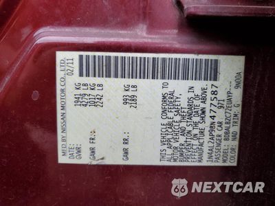 Zdjęcie 12 z 12 samochodu: 2011 NISSAN ALTIMA BASE VIN:1N4AL2AP9BN477587 - miniatura